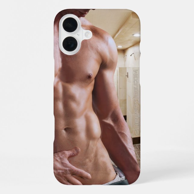 SlipperyJoe shirtless muscular man sixpack abs fit iPhone Case (Back)