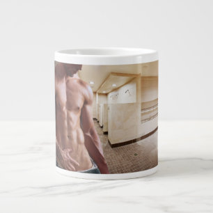 SlipperyJoe shirtless muscular man sixpack abs fit Large Coffee Mug
