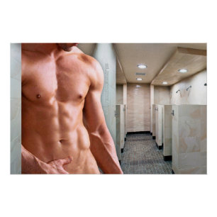 SlipperyJoe shirtless muscular man sixpack abs fit Poster