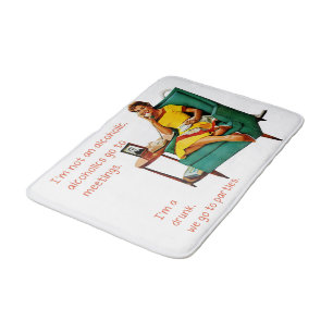 SlipperyJoe socializing drinking party vintage wom Bath Mat