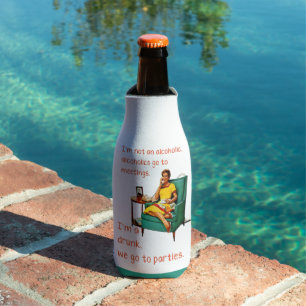 SlipperyJoe socializing drinking party vintage wom Bottle Cooler