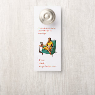 SlipperyJoe socializing drinking party vintage wom Door Hanger