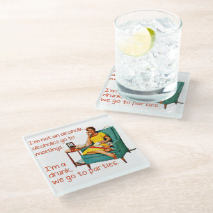 SlipperyJoe socializing drinking party vintage wom Glass Coaster