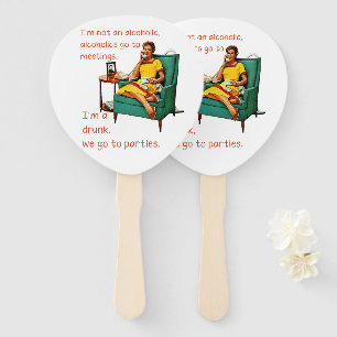 SlipperyJoe socializing drinking party vintage wom Hand Fan