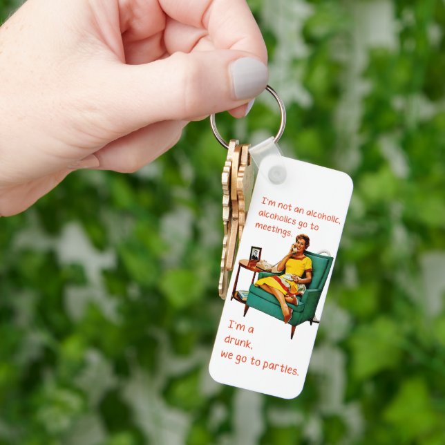 SlipperyJoe socializing drinking party vintage wom Keychain (Hand)