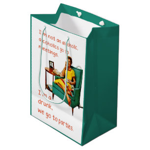 SlipperyJoe socializing drinking party vintage wom Medium Gift Bag