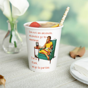 SlipperyJoe socializing drinking party vintage wom Paper Cups