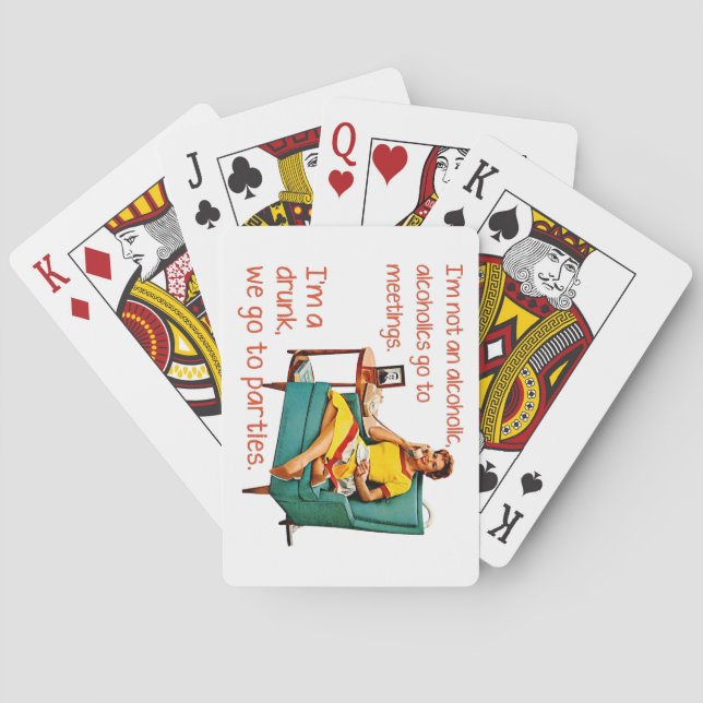 SlipperyJoe socializing drinking party vintage wom Playing Cards (Back)