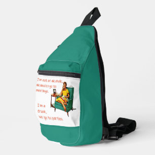 SlipperyJoe socializing drinking party vintage wom Sling Bag