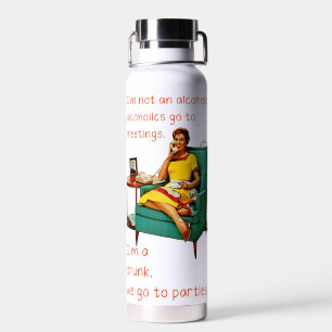 SlipperyJoe socializing drinking party vintage wom Water Bottle