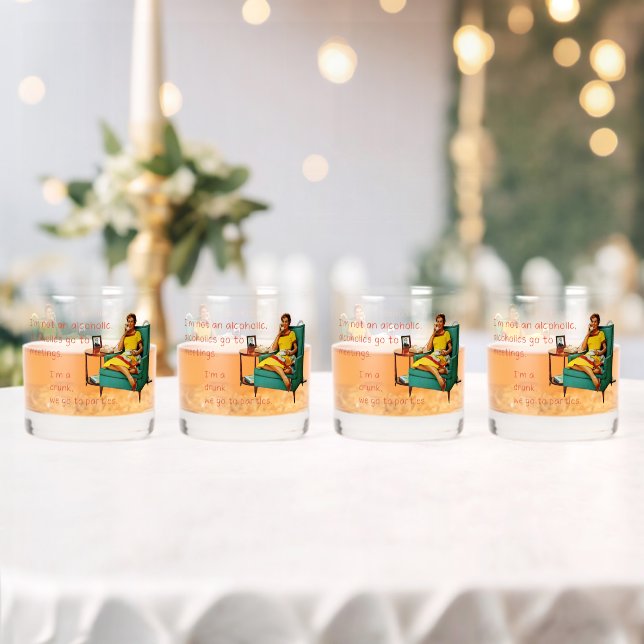 SlipperyJoe socializing drinking party vintage wom Whiskey Glass (Insitu (Wedding))