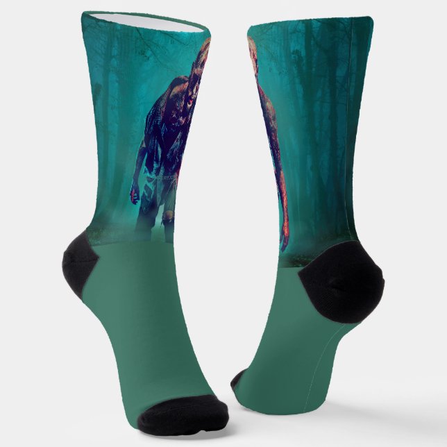 SlipperyJoe terrifying zombie figure isolated omin Socks (Angled)