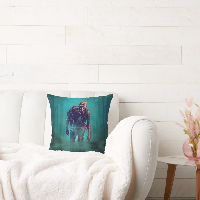 SlipperyJoe terrifying zombie figure isolated omin Throw Pillow (Couch)