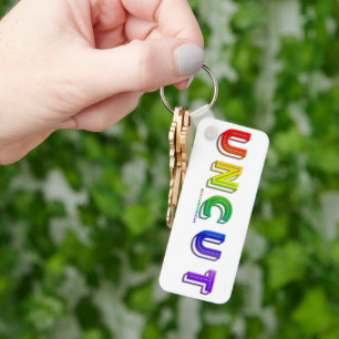 SlipperyJoe uncut vibrant lively neon rainbow ener Keychain