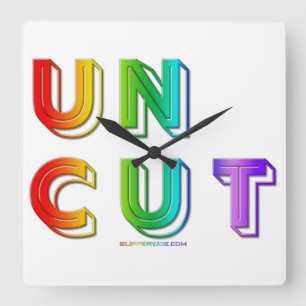 SlipperyJoe uncut vibrant lively neon rainbow ener Square Wall Clock