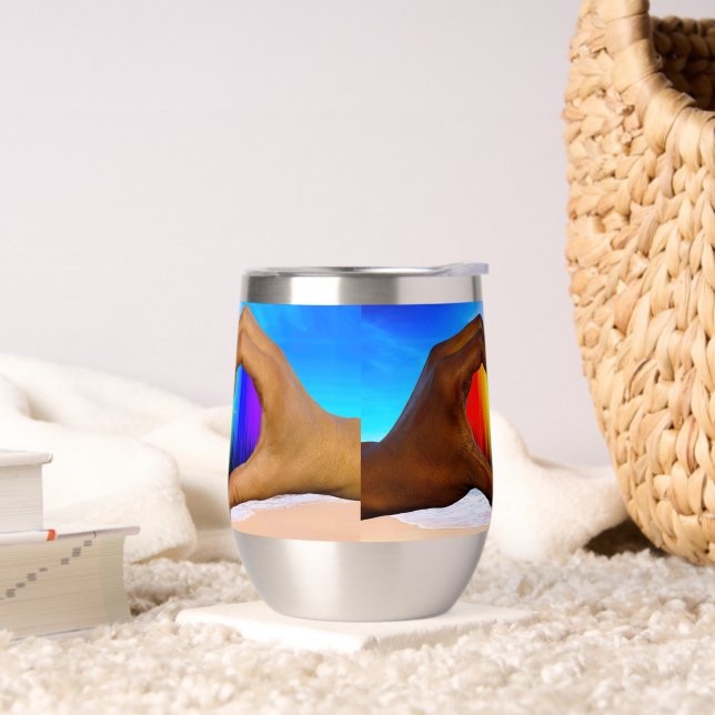 SlipperyJoe vivid rainbow gradient heart interraci (Living Room)