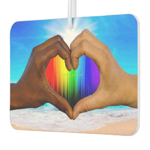 SlipperyJoe vivid rainbow gradient heart interraci Air Freshener