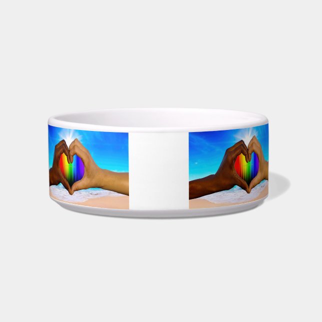 SlipperyJoe vivid rainbow gradient heart interraci Bowl (Front)