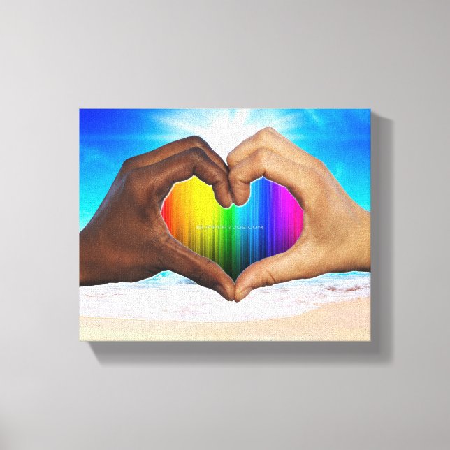 SlipperyJoe vivid rainbow gradient heart interraci Canvas Print (Front)
