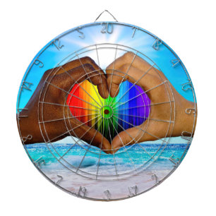 SlipperyJoe vivid rainbow gradient heart interraci Dartboard
