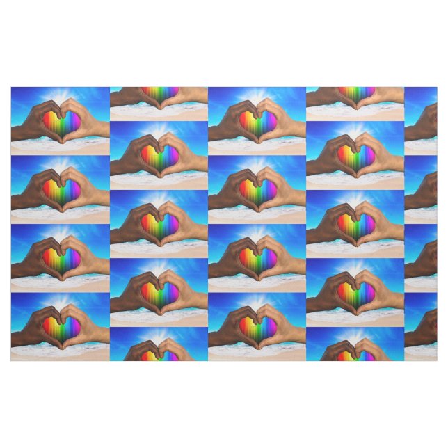 SlipperyJoe vivid rainbow gradient heart interraci Fabric (Yard)