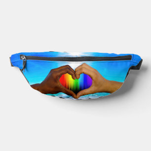 SlipperyJoe vivid rainbow gradient heart interraci Fanny Pack