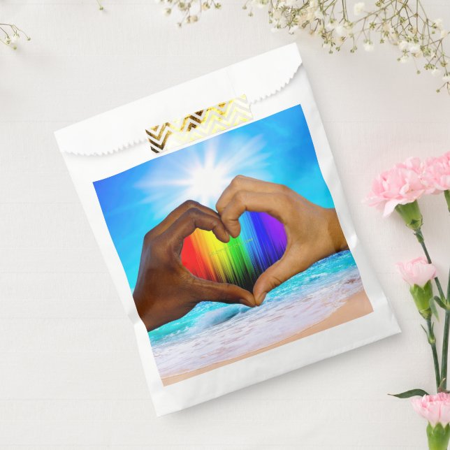 SlipperyJoe vivid rainbow gradient heart interraci Favour Bag (Sealed)