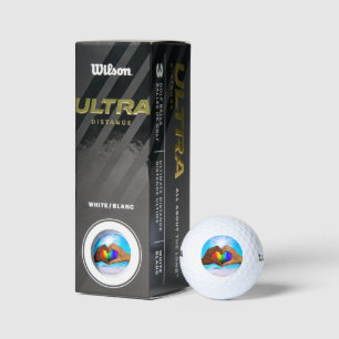 SlipperyJoe vivid rainbow gradient heart interraci Golf Balls