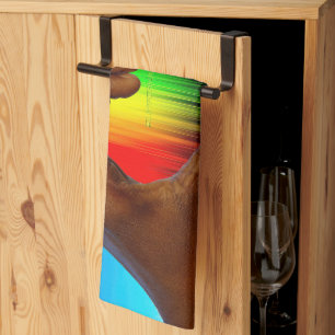 SlipperyJoe vivid rainbow gradient heart interraci Kitchen Towel