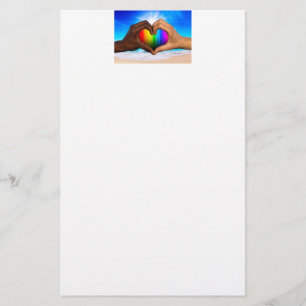 SlipperyJoe vivid rainbow gradient heart interraci Stationery