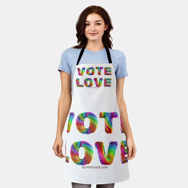 SlipperyJoe vote love equality rainbow-coloured fu Apron (Worn)