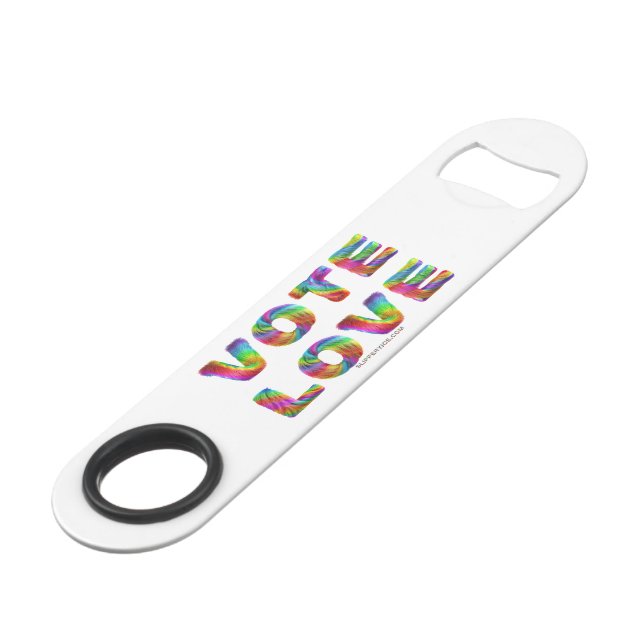 SlipperyJoe vote love equality rainbow-coloured fu Bar Key (Back Angled)