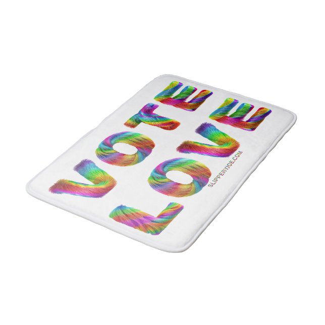 SlipperyJoe vote love equality rainbow-coloured fu Bath Mat (Angled)