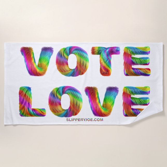 SlipperyJoe vote love equality rainbow-coloured fu Beach Towel (Front)