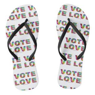 SlipperyJoe vote love equality rainbow-coloured fu Flip Flops