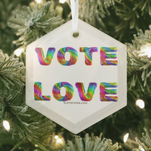SlipperyJoe vote love equality rainbow-coloured fu Glass Ornament
