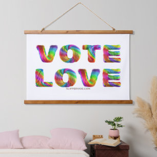 SlipperyJoe vote love equality rainbow-coloured fu Hanging Tapestry