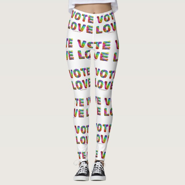 SlipperyJoe vote love equality rainbow-coloured fu Leggings (Front)
