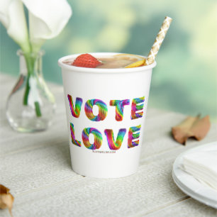 SlipperyJoe vote love equality rainbow-coloured fu Paper Cups