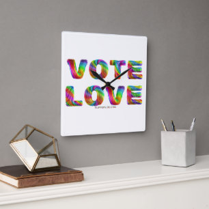 SlipperyJoe vote love equality rainbow-coloured fu Square Wall Clock
