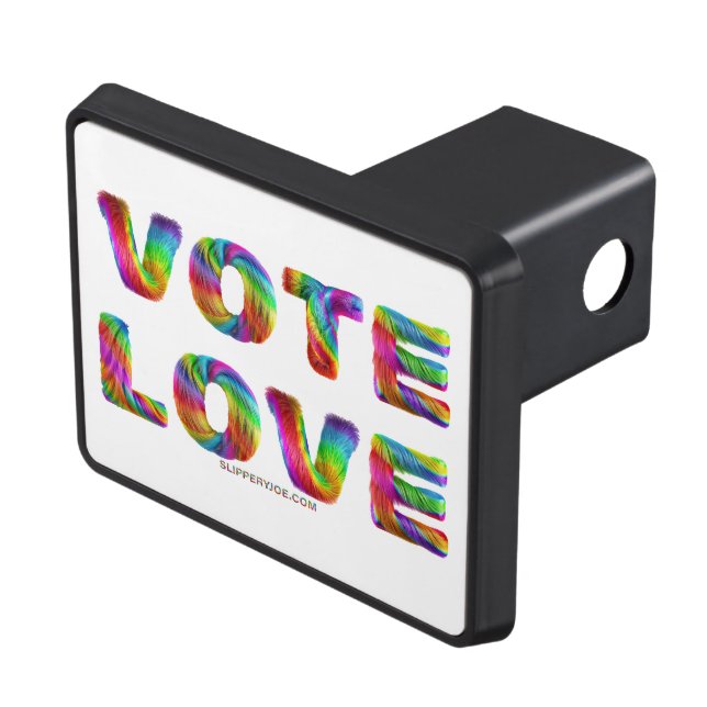 SlipperyJoe vote love equality rainbow-coloured fu Trailer Hitch Cover (Top Right)