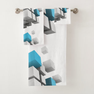 SlipperyJoe's 3D cubes captivating arrangement thr Bath Towel Set