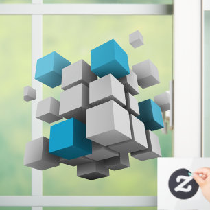 SlipperyJoe's 3D cubes captivating arrangement thr Window Cling