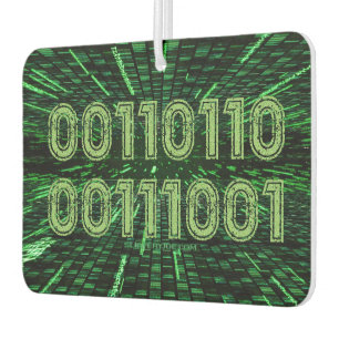 SlipperyJoe's 69 binary code vibrant green compute Air Freshener