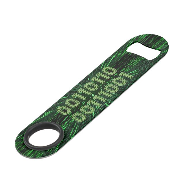 SlipperyJoe's 69 binary code vibrant green compute Bar Key (Front Angled)