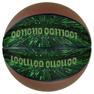 SlipperyJoe's 69 binary code vibrant green compute Basketball