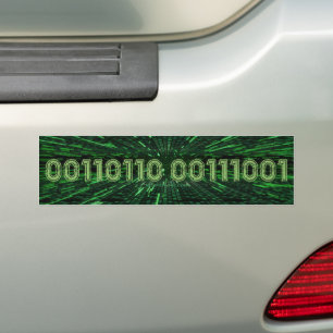 SlipperyJoe's 69 binary code vibrant green compute Bumper Sticker