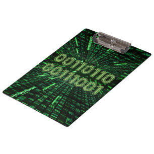 SlipperyJoe's 69 binary code vibrant green compute Clipboard