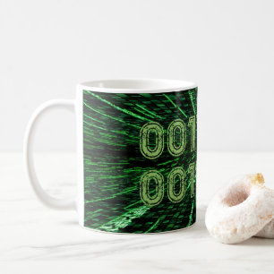 SlipperyJoe's 69 binary code vibrant green compute Coffee Mug