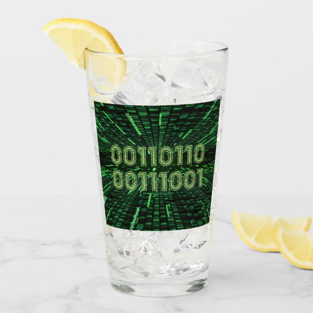 SlipperyJoe's 69 binary code vibrant green compute Glass (Front Ice)
